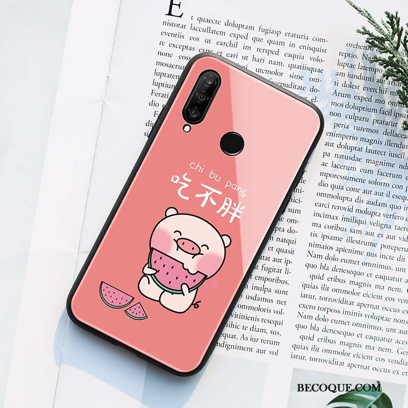 Huawei P30 Lite Étui Protection Coque Charmant Verre Amoureux