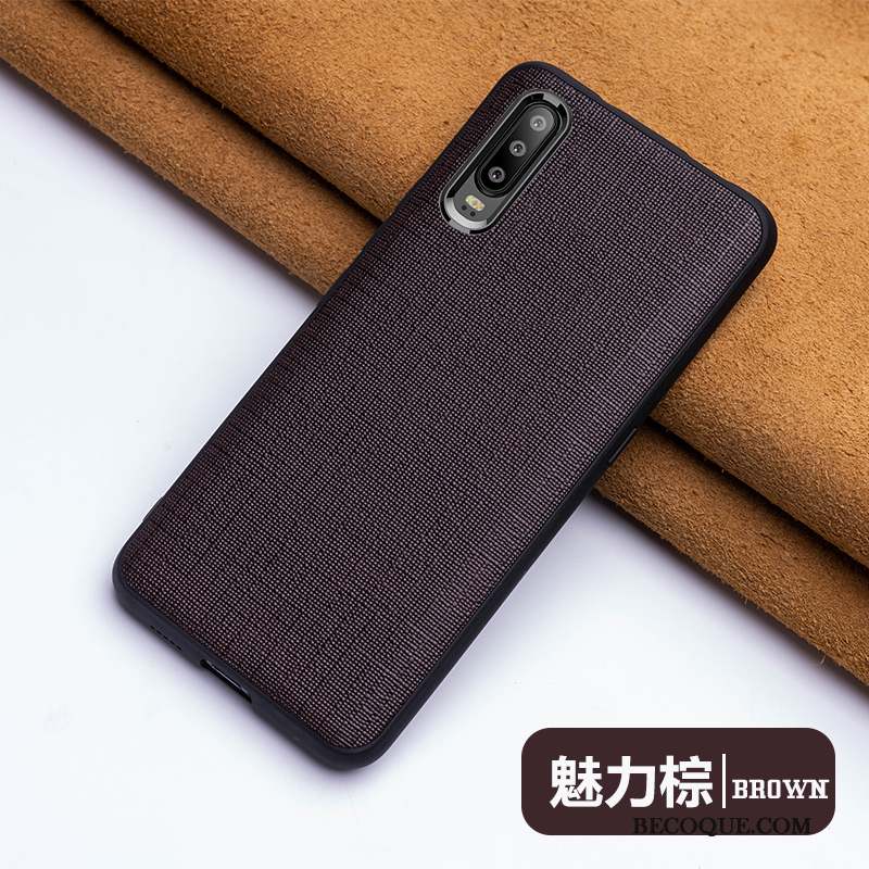 Huawei P30 Marque De Tendance Cuir Véritable Coque De Téléphone Mode Créatif Protection