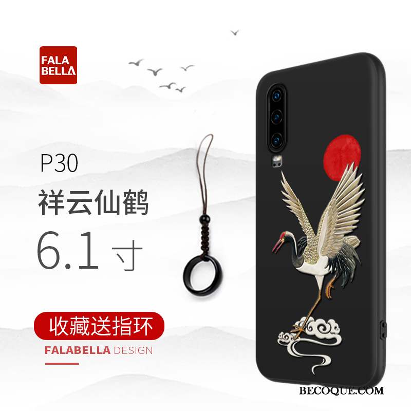 Huawei P30 Noir Incassable Délavé En Daim Coque De Téléphone Tout Compris Marque De Tendance