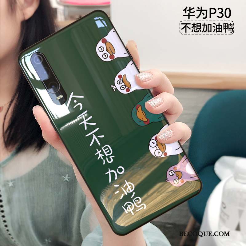 Huawei P30 Personnalité Verre Créatif Fluide Doux Coque De Téléphone Délavé En Daim