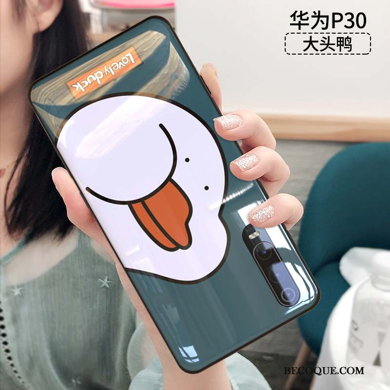 Huawei P30 Personnalité Verre Créatif Fluide Doux Coque De Téléphone Délavé En Daim