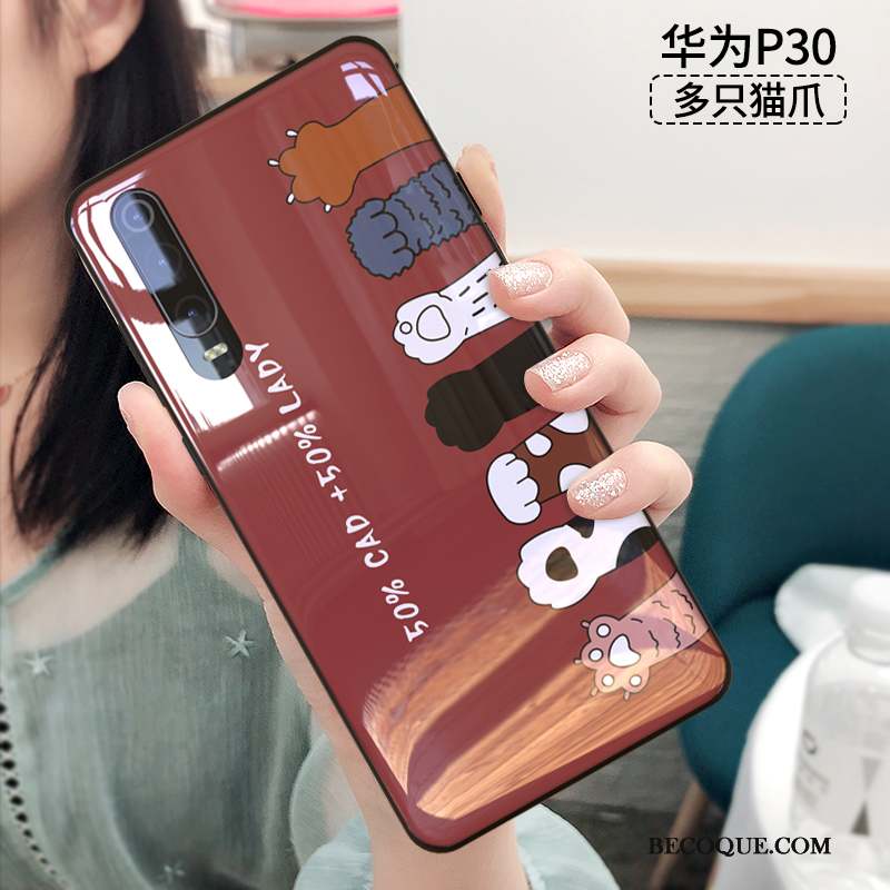 Huawei P30 Personnalité Verre Créatif Fluide Doux Coque De Téléphone Délavé En Daim