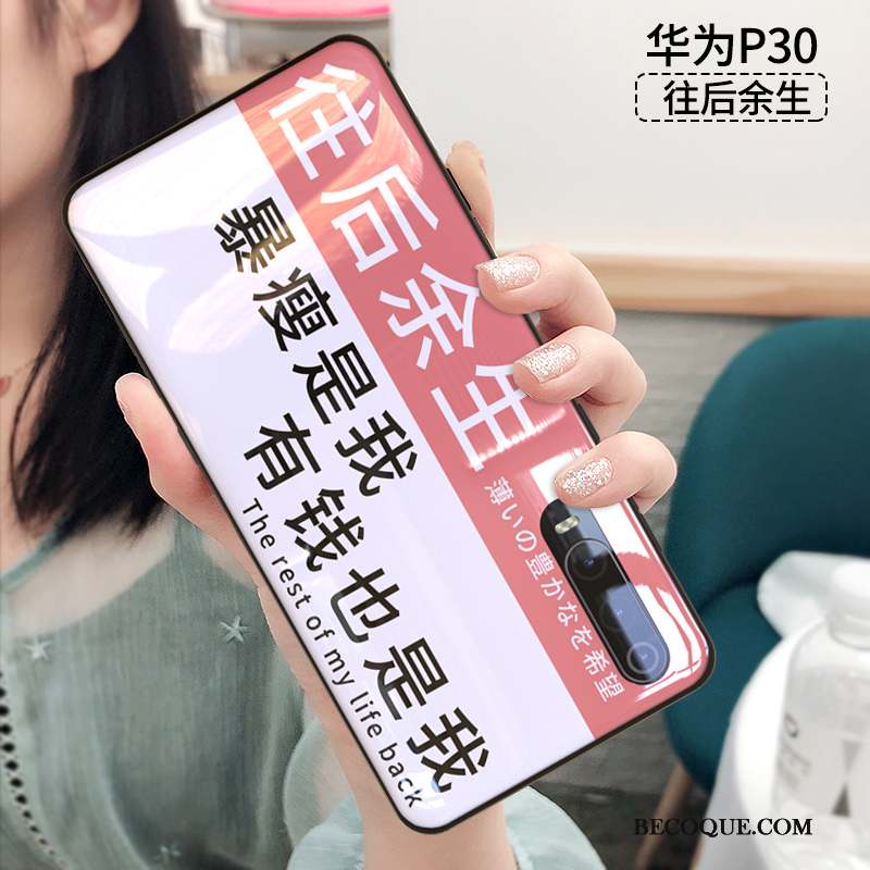 Huawei P30 Personnalité Verre Créatif Fluide Doux Coque De Téléphone Délavé En Daim