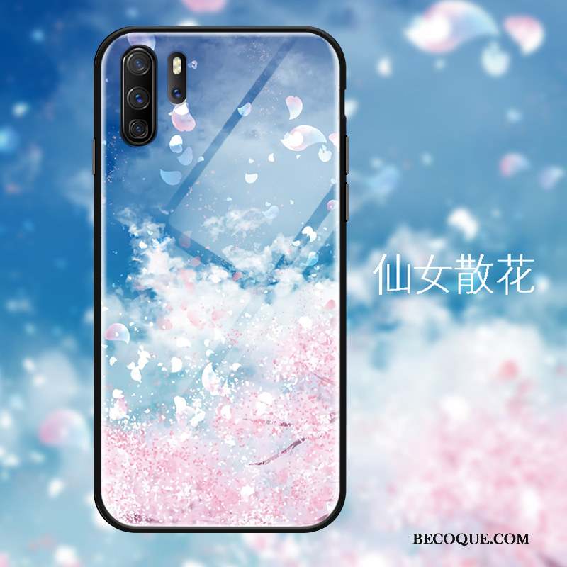 Huawei P30 Pro Bleu Silicone Personnalité Tendance Cœur Coque De Téléphone