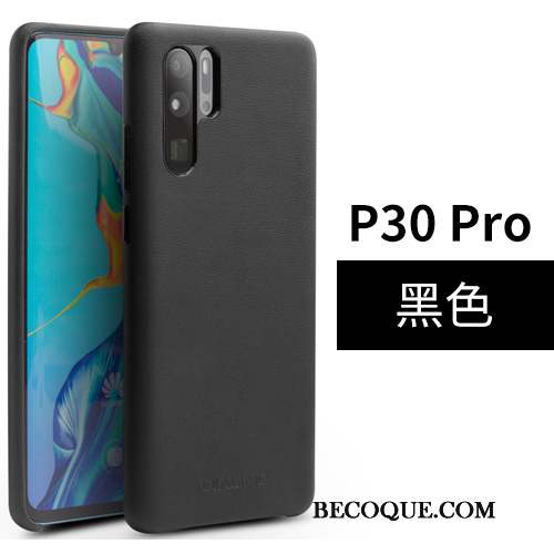 Huawei P30 Pro Business Simple Protection Couvercle Arrière Cuir Véritable Coque De Téléphone