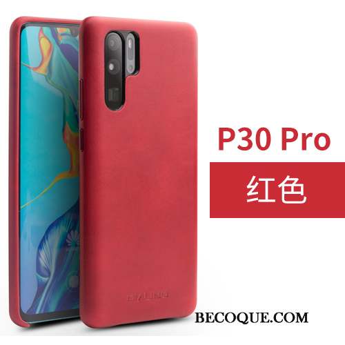 Huawei P30 Pro Business Simple Protection Couvercle Arrière Cuir Véritable Coque De Téléphone