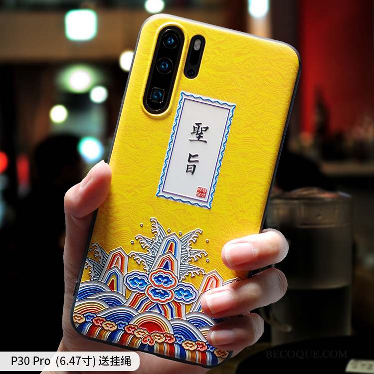 Huawei P30 Pro Coque Amoureux Incassable Silicone Personnalité Délavé En Daim Créatif