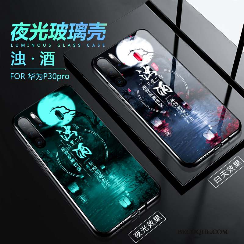 Huawei P30 Pro Coque Bleu Créatif Silicone Miroir Luxe Délavé En Daim