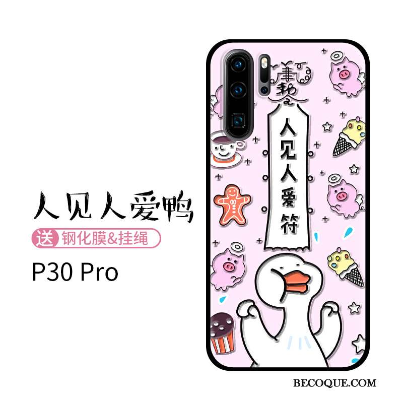 Huawei P30 Pro Coque Clair Net Rouge Tendance Canard Ornements Suspendus Vent