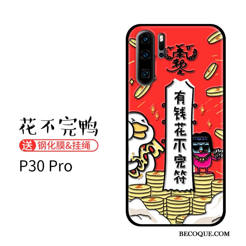 Huawei P30 Pro Coque Clair Net Rouge Tendance Canard Ornements Suspendus Vent