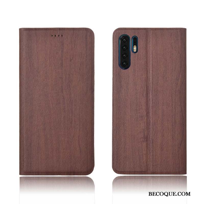 Huawei P30 Pro Coque Clamshell Étui En Cuir Rouge Silicone Arbres Modèle Fleurie