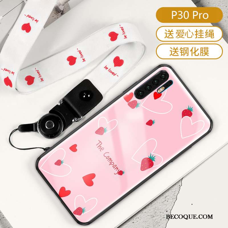 Huawei P30 Pro Coque Créatif Verre Protection Tendance Luxe Silicone