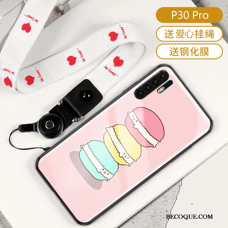 Huawei P30 Pro Coque Créatif Verre Protection Tendance Luxe Silicone