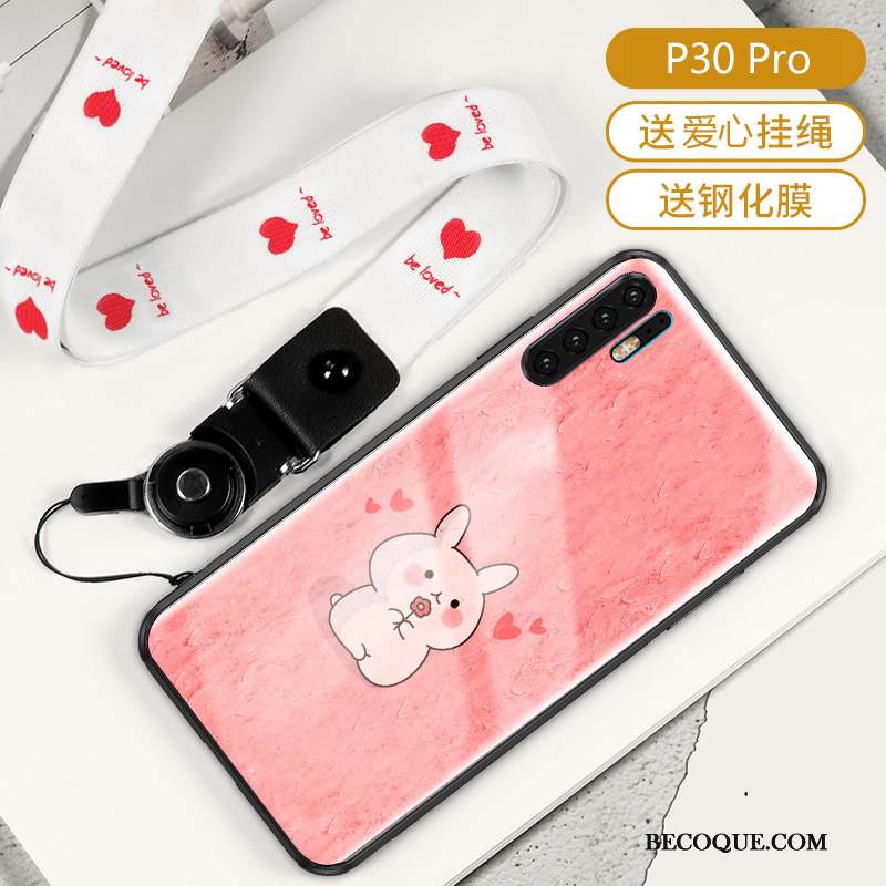 Huawei P30 Pro Coque Créatif Verre Protection Tendance Luxe Silicone
