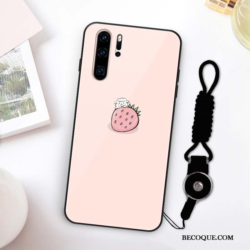 Huawei P30 Pro Coque De Téléphone Dessin Animé Charmant Rouge Silicone Verre