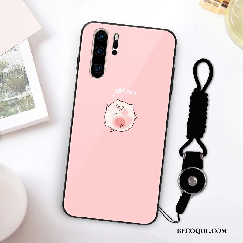 Huawei P30 Pro Coque De Téléphone Dessin Animé Charmant Rouge Silicone Verre