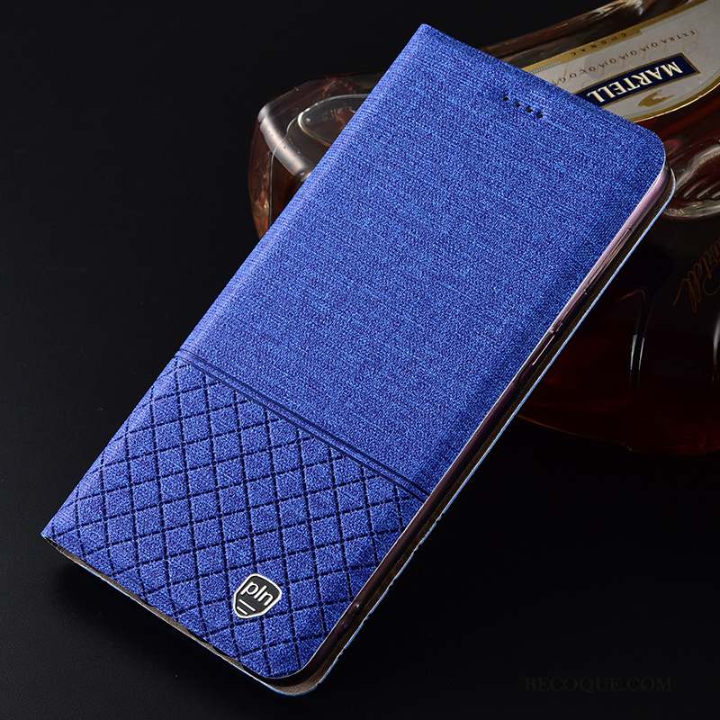 Huawei P30 Pro Coque De Téléphone Plaid Étui Lin Étui En Cuir Bleu