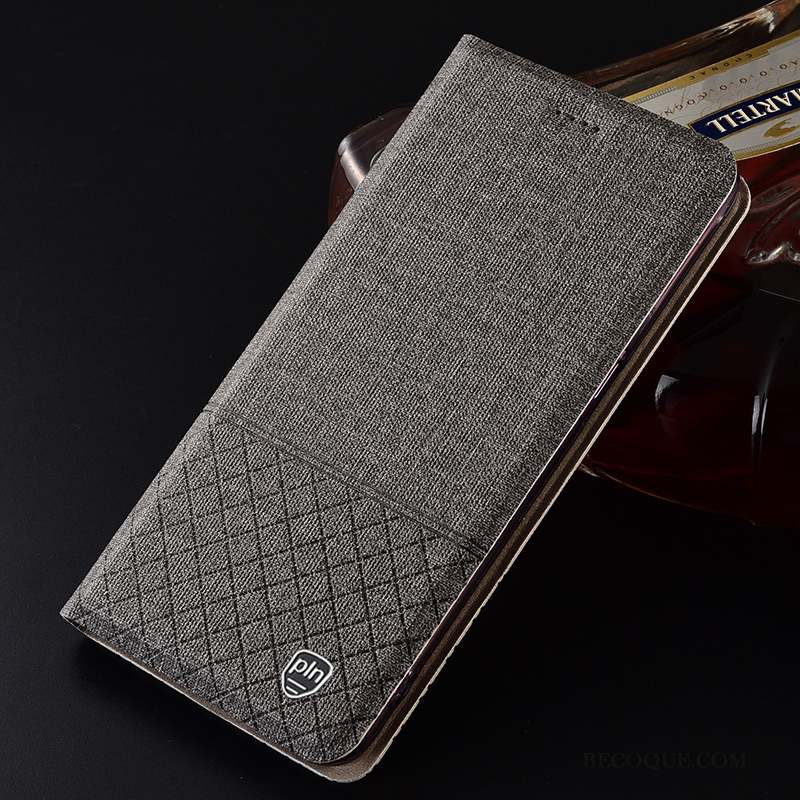 Huawei P30 Pro Coque De Téléphone Plaid Étui Lin Étui En Cuir Bleu