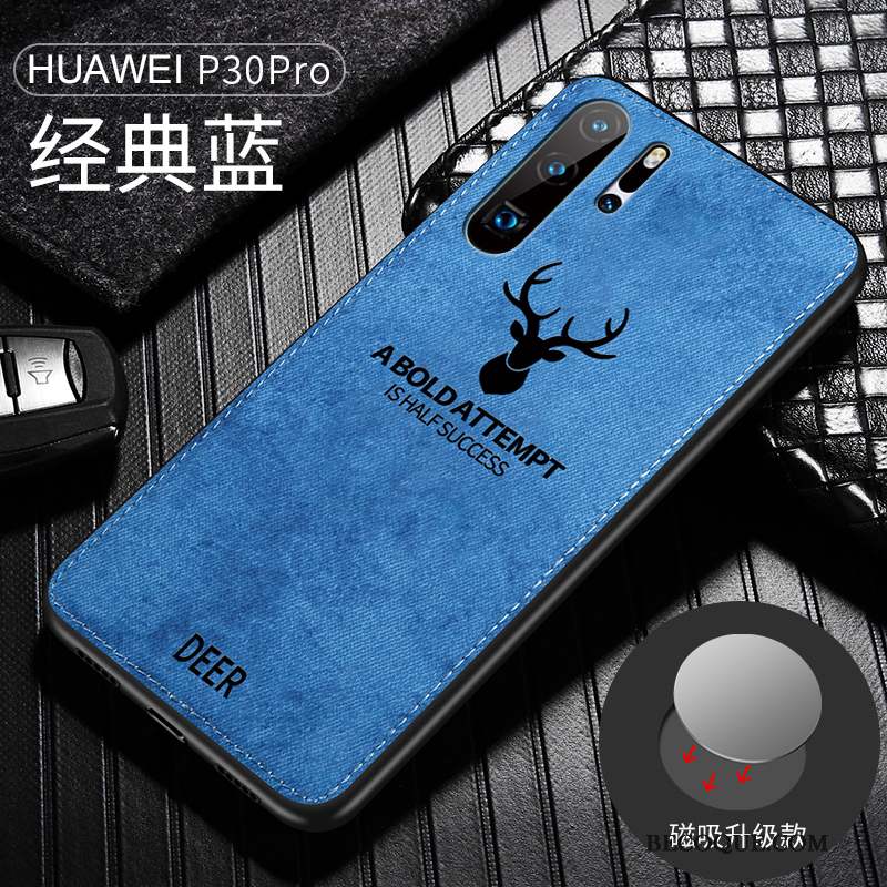 Huawei P30 Pro Coque Fluide Doux Magnétisme À Bord Gris Protection Étui