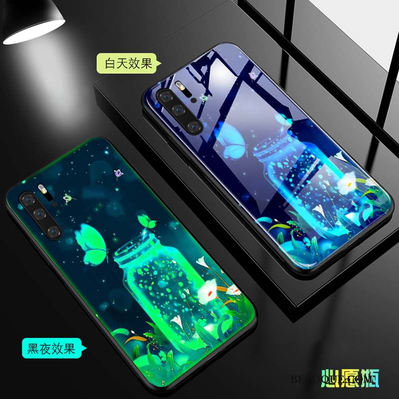 Huawei P30 Pro Coque Lumineuses Marque De Tendance Verre Personnalité Étui Tout Compris