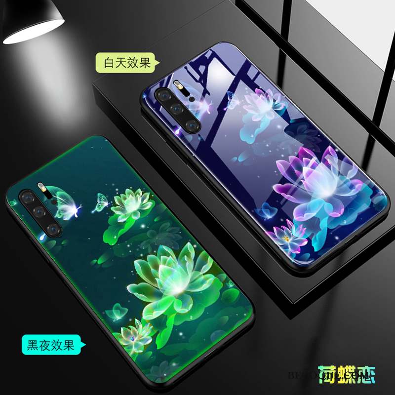 Huawei P30 Pro Coque Lumineuses Marque De Tendance Verre Personnalité Étui Tout Compris