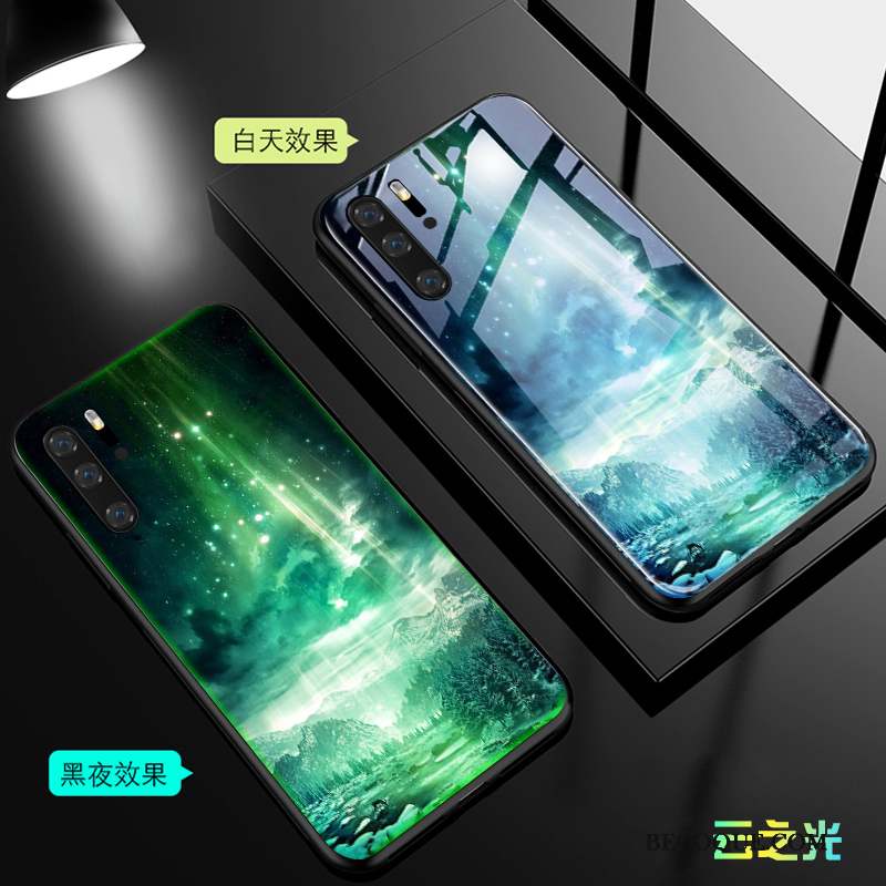 Huawei P30 Pro Coque Lumineuses Marque De Tendance Verre Personnalité Étui Tout Compris