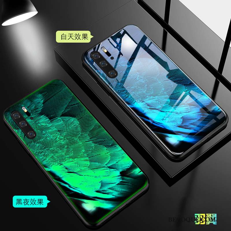 Huawei P30 Pro Coque Lumineuses Marque De Tendance Verre Personnalité Étui Tout Compris