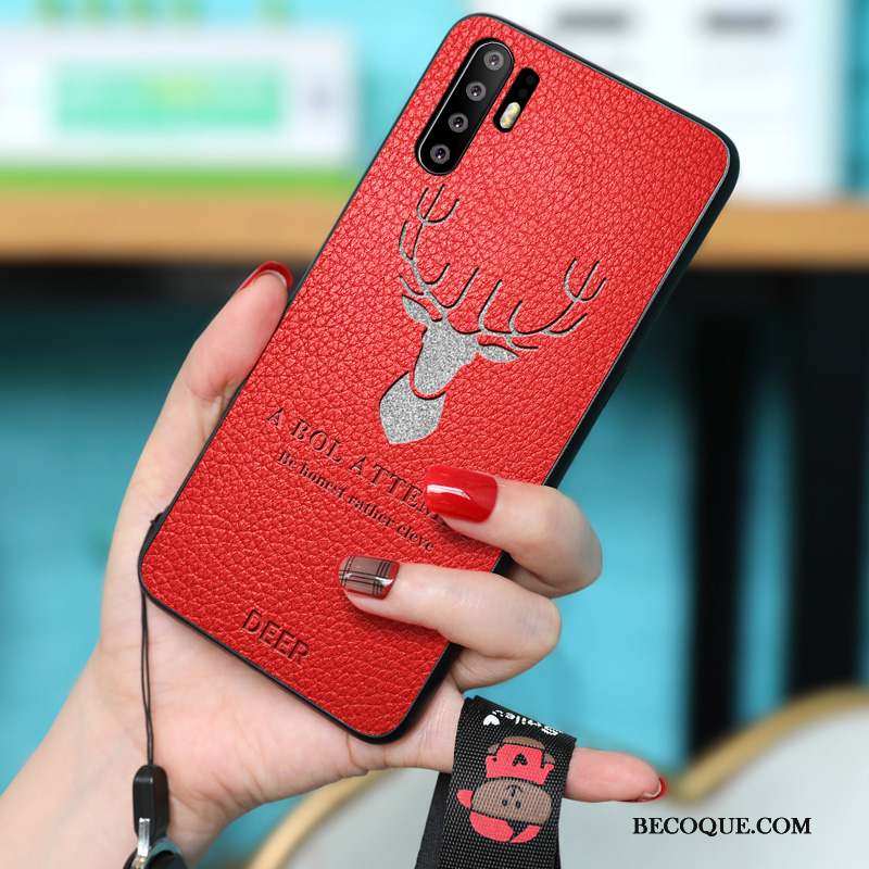 Huawei P30 Pro Coque Ornements Suspendus Net Rouge Clair Personnalité Incassable Tout Compris