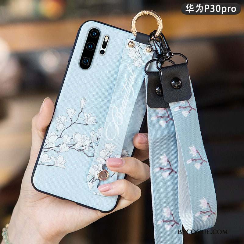 Huawei P30 Pro Coque Simple Créatif Incassable Étui Bleu Silicone