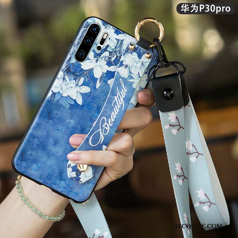 Huawei P30 Pro Coque Simple Créatif Incassable Étui Bleu Silicone