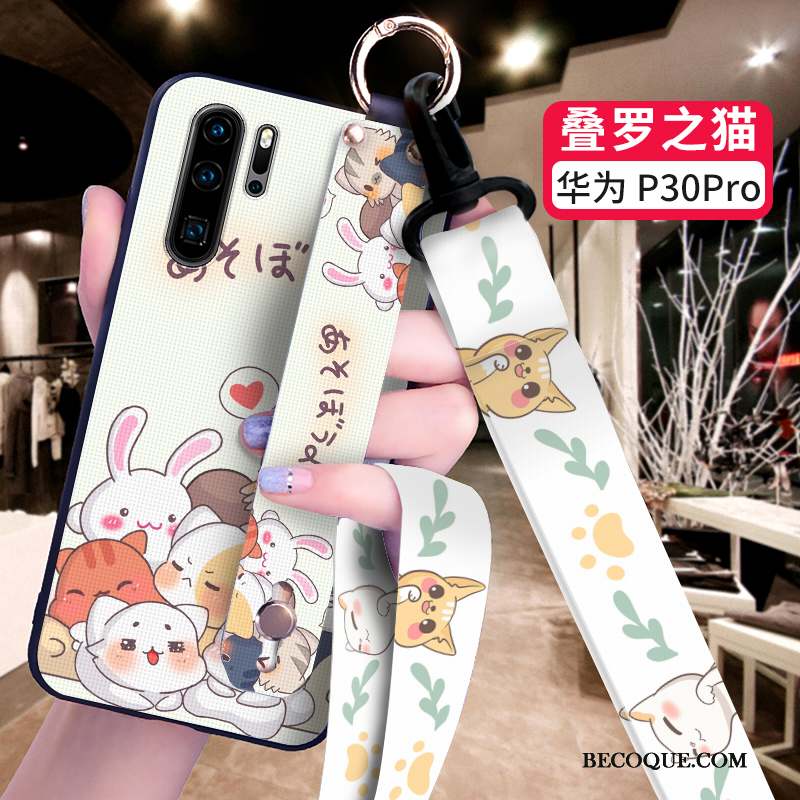 Huawei P30 Pro Coque Étui Créatif Silicone Dessin Animé Vert Incassable