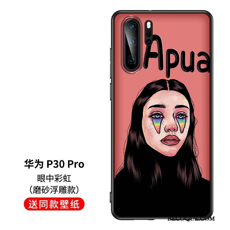 Huawei P30 Pro Fluide Doux Coque De Téléphone Créatif Gaufrage Dessin Animé Original