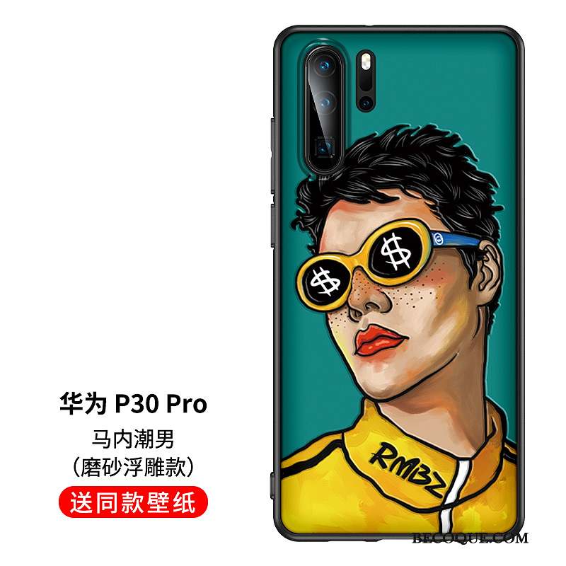 Huawei P30 Pro Fluide Doux Coque De Téléphone Créatif Gaufrage Dessin Animé Original