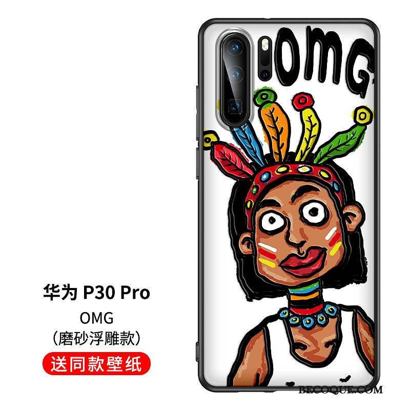 Huawei P30 Pro Fluide Doux Coque De Téléphone Créatif Gaufrage Dessin Animé Original