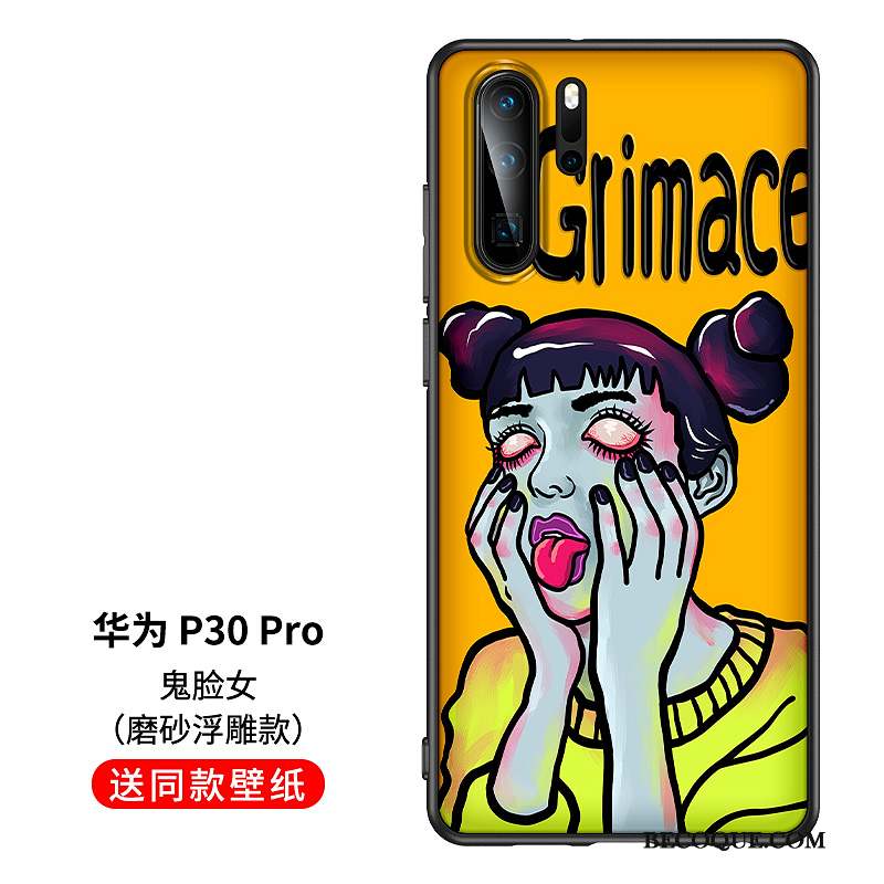 Huawei P30 Pro Fluide Doux Coque De Téléphone Créatif Gaufrage Dessin Animé Original