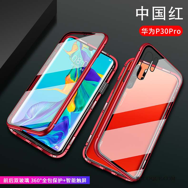 Huawei P30 Pro Incassable Coque De Téléphone Téléphone Portable Verre Étui Rouge