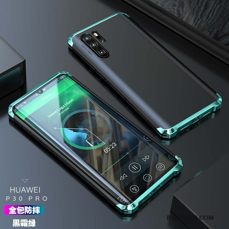 Huawei P30 Pro Net Rouge Très Mince Métal Vert Créatif Coque De Téléphone