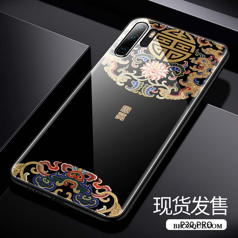 Huawei P30 Pro Style Chinois Vert Verre Protection Coque De Téléphone Tendance