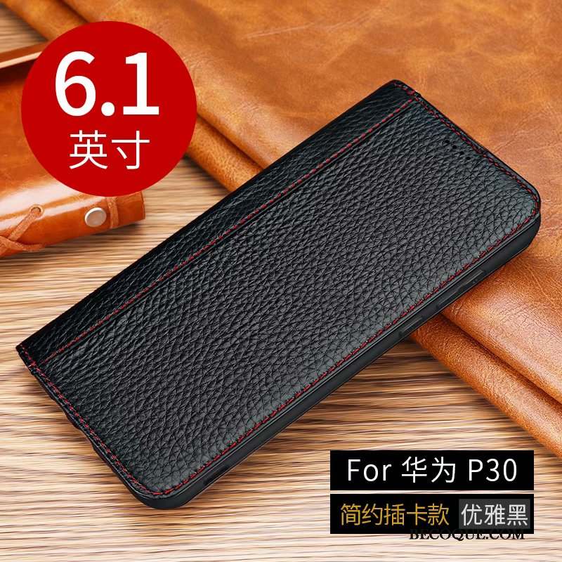 Huawei P30 Protection Étui Coque De Téléphone Incassable Simple Étui En Cuir