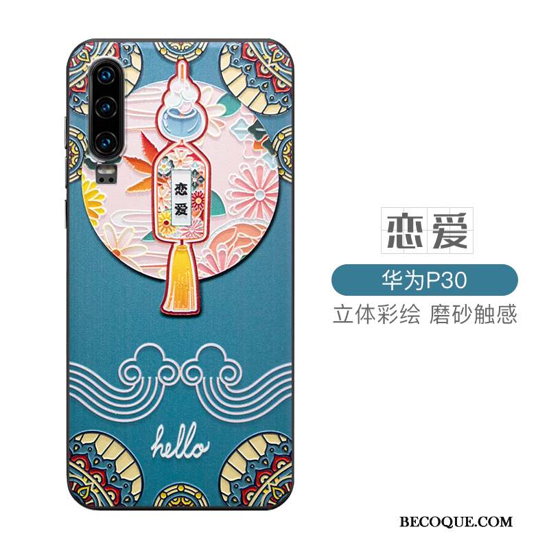 Huawei P30 Protection Étui Coque De Téléphone Style Chinois Délavé En Daim Tendance