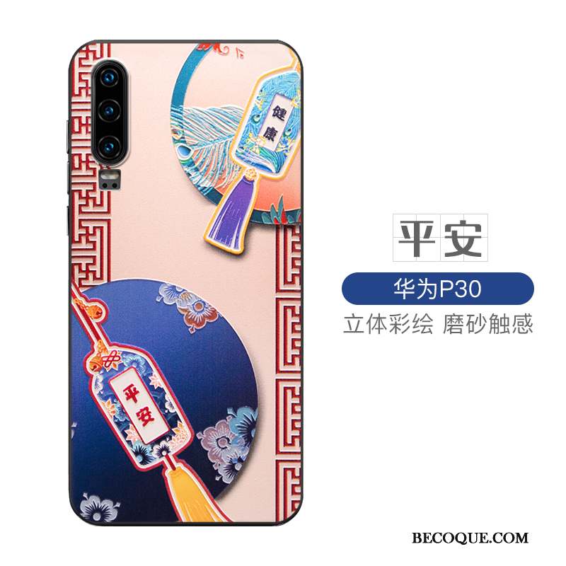 Huawei P30 Protection Étui Coque De Téléphone Style Chinois Délavé En Daim Tendance