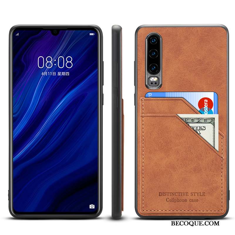 Huawei P30 Tout Compris Nouveau Protection Cuir Véritable Carte Coque De Téléphone