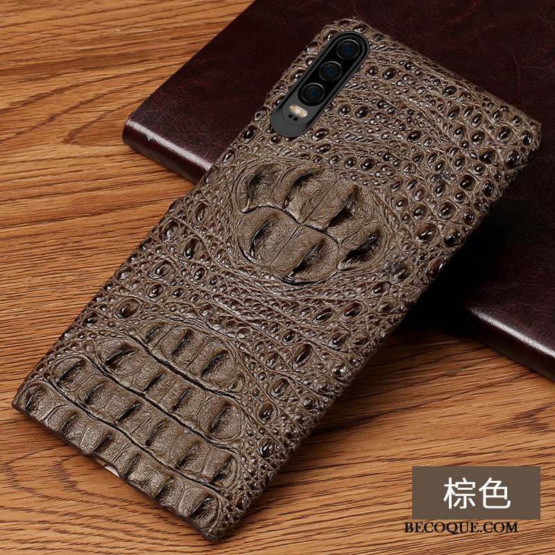 Huawei P30 Étui Respirant Mode Coque De Téléphone Élégant Crocodile Modèle