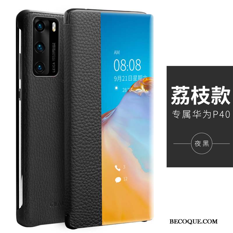 Huawei P40 Business Cuir Coque De Téléphone Protection Windows Tout Compris