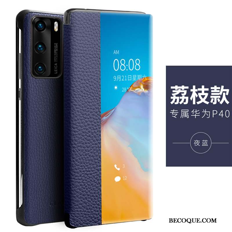 Huawei P40 Business Cuir Coque De Téléphone Protection Windows Tout Compris
