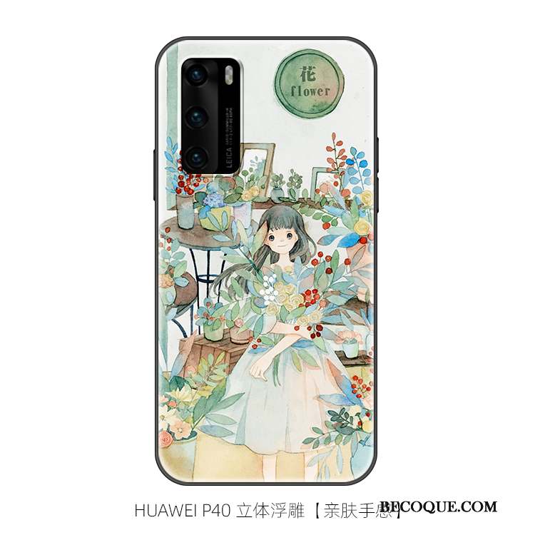 Huawei P40 Coque Art Créatif Délavé En Daim Incassable Personnalité Bleu