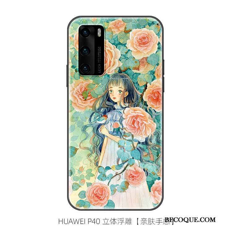 Huawei P40 Coque Art Créatif Délavé En Daim Incassable Personnalité Bleu