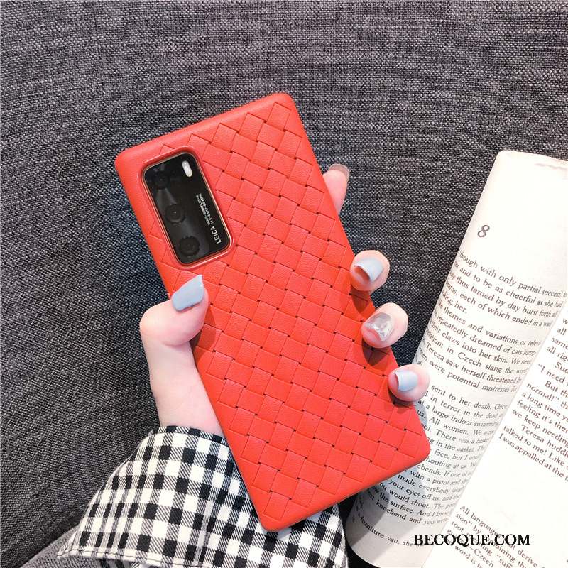 Huawei P40 Coque De Téléphone Délavé En Daim Tout Compris Noir Respirant Étui