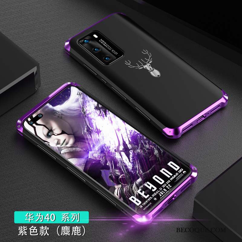 Huawei P40 Coque De Téléphone Métal Net Rouge Violet Personnalité Très Mince