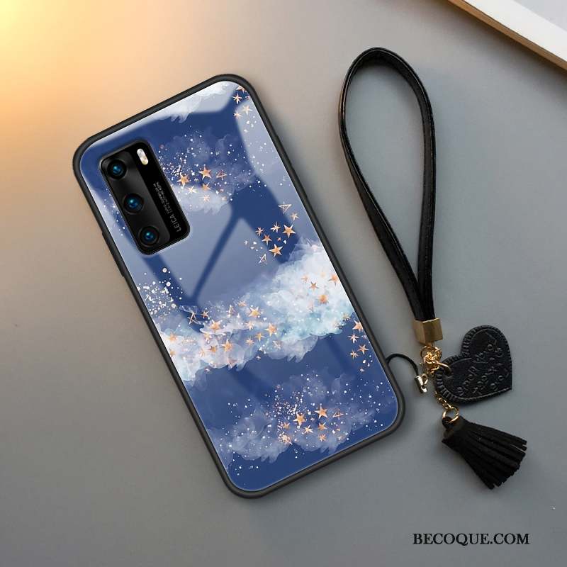 Huawei P40 Coque Incassable Petit Tout Compris Plume Créatif Net Rouge